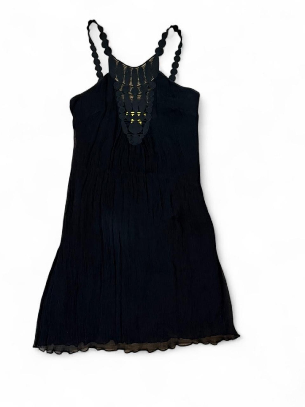Catherine Malandrino 100% Silk Black Lace Strap Mini Dress Size 6